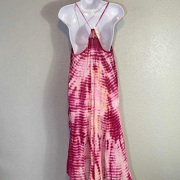 🆕 Free People Pink Lightweight Gauze Tie-Dye High/Low Dress - Picture 6 of 10